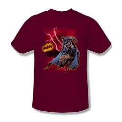 Batman - Lighting Strikes Adult T-Shirt In Cardinal
