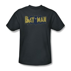 Batman - Vintage Batman Logo Splatter Adult T-Shirt In Charcoal