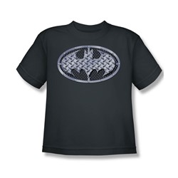 Batman - Steel Mesh Shield Big Boys T-Shirt In Charcoal
