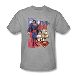 Superman - Truth, Justice Adult T-Shirt In Heather
