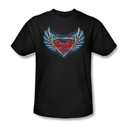 Superman - Steel Wings Logo Adult T-Shirt In Black