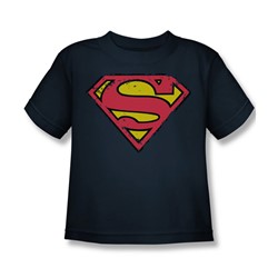 Superman - Distressed Shield Little Boys T-Shirt In Navy