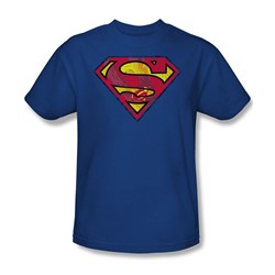 Superman - Action S Shield Adult T-Shirt In Royal Blue