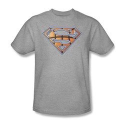 Superman - Basketball Shield Adult T-Shirt In Heather