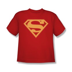 Superman - Red & Gold Shield Big Boys T-Shirt In Red