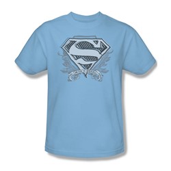Superman - Sketchy Crest Shield Adult T-Shirt In Light Blue