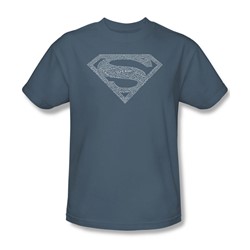 Superman - Type Shield Adult T-Shirt In Slate