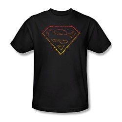 Superman - Flame Outlined Logo Adult T-Shirt In Black