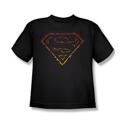Superman - Flame Outlined Logo Big Boys T-Shirt In Black