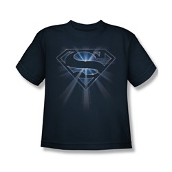 Superman - Glowing Shield Big Boys T-Shirt In Navy