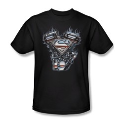 Superman - V Twin Logo Adult T-Shirt In Black