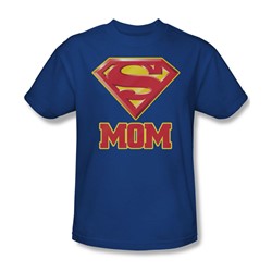 Superman - Super Mom Adult T-Shirt In Royal Blue