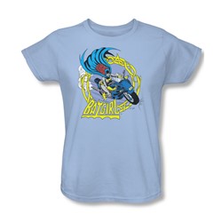 Dc Comics - Batgirl Motorcycle Womens T-Shirt In Light Blue