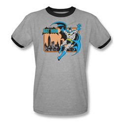 Dc Comics - Batman In The City Adult Ringer T-Shirt In Heather  / Black