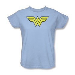 Dc Comics - Ww Logo Distressed Womens T-Shirt In Light Blue