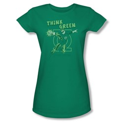 Dc Comics - Think Green Juniors T-Shirt In Kelly Green
