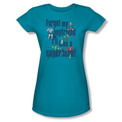 Dc Comics - Forget My Boyfriend Juniors T-Shirt In Turquoise