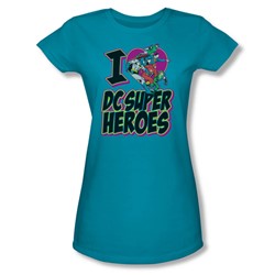 Dc Comics - I Heart Dc Juniors T-Shirt In Turquoise