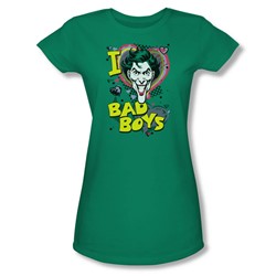 Dc Comics - I Heart Bad Boys 2 Juniors T-Shirt In Kelly Green