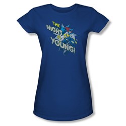 Dc Comics - The Night Is Young Juniors T-Shirt In Royal Blue