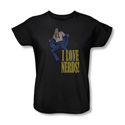 Dc Comics - I Love Nerds Womens T-Shirt In Black