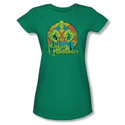 Dc Comics - Martian Manhunter Circle Juniors T-Shirt In Kelly Green