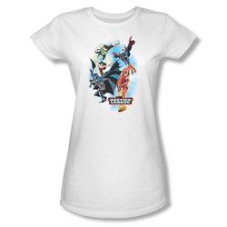 Justice League - At Your Service Juniors T-Shirt In White
