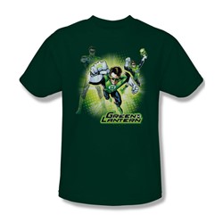 Justice League - Lantern Burst Adult T-Shirt In Hunter Green