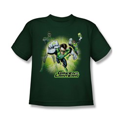 Justice League - Lantern Burst Big Boys T-Shirt In Hunter Green