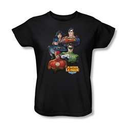 Justice League - Group Portrait Womens T-Shirt In Black
