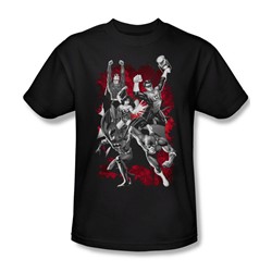 Justice League - Jla Explosion Adult T-Shirt In Black