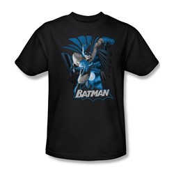 Justice League - Batman Blue & Gray Adult T-Shirt In Black