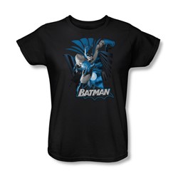 Justice League - Batman Blue & Gray Womens T-Shirt In Black