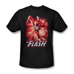 Justice League - Flash Red & Gray Adult T-Shirt In Black