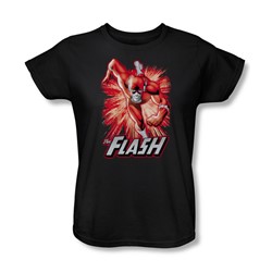 Justice League - Flash Red & Gray Womens T-Shirt In Black