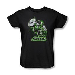 Justice League - Green Lantern Green & Gray Womens T-Shirt In Black
