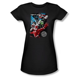 Justice League - Galactic Attack Juniors T-Shirt In Black