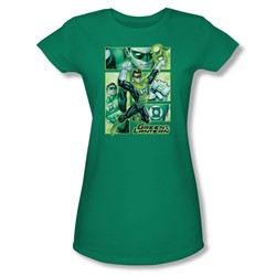 Justice League - Green Lantern Panels Juniors T-Shirt In Kelly Green