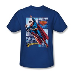 Justice League - Superman Panels Adult T-Shirt In Royal Blue