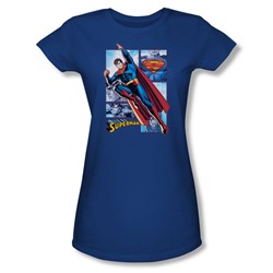 Justice League - Superman Panels Juniors T-Shirt In Royal Blue