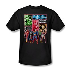 Justice League - Justice League Panels Adult T-Shirt In Black