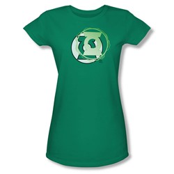 Justice League - Gl Energy Logo Juniors T-Shirt In Kelly Green