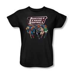 Justice League - Charging Justice Womens T-Shirt In Black