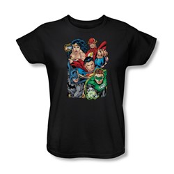 Justice League - Break Free Womens T-Shirt In Black