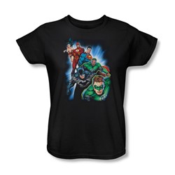Justice League - Heroes Unite Womens T-Shirt In Black