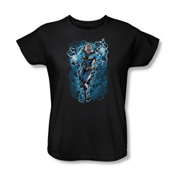 Justice League - Black Lightning Bolts Womens T-Shirt In Black