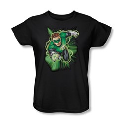 Justice League - Green Lantern Energy Womens T-Shirt In Black