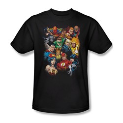 Justice League - The League's All Here Adult T-Shirt In Black