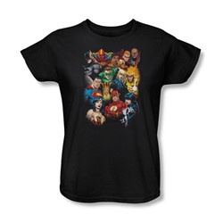 Justice League - The League's All Here Womens T-Shirt In Black