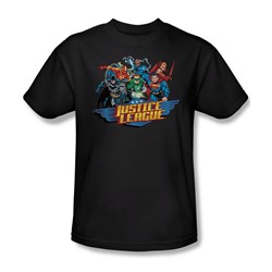 Justice League - Ready To Fight Adult T-Shirt In Black